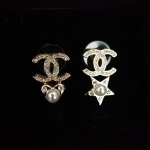 Authentic Chanel star pearl earrings